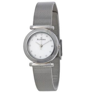 Skagen Denmark Classic Mesh Stainless Steel Swarovski Crystal Ladies Watch 25mm